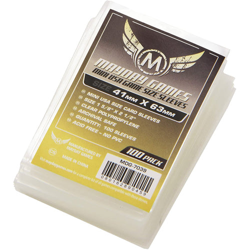 100 x Clear Mini American Card Sleeves 41mm x 63mm (Mayday)