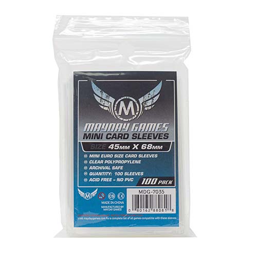 Mayday 100 Clear Mini European Card Sleeves 45 x 68mm